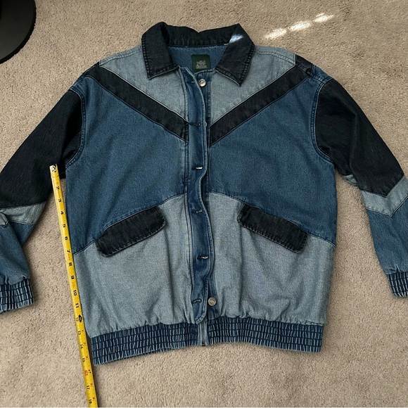 Wild Fable Multi Colored Denim Button Up Zip Up Chevron Jean Jacket - Picture 5 of 7